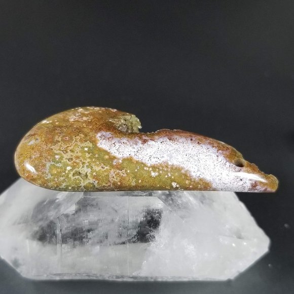 Large Drilled Ocean Jasper with Druzy * 56.70 x 24.92 x 6.87mm - Picture 9 of 16